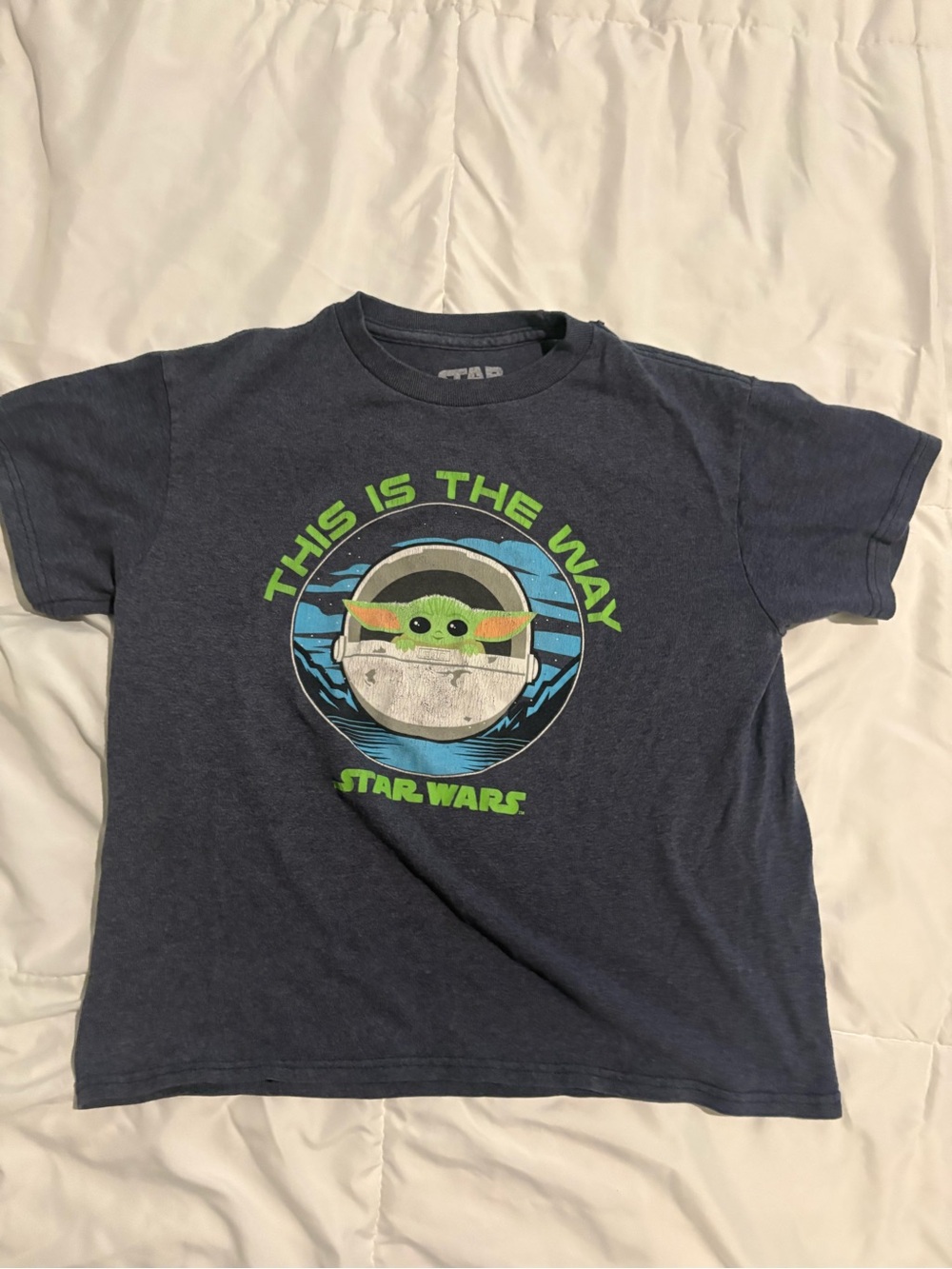 Star Wars Navy Kids T-Shirt with Green Grogu Graphic